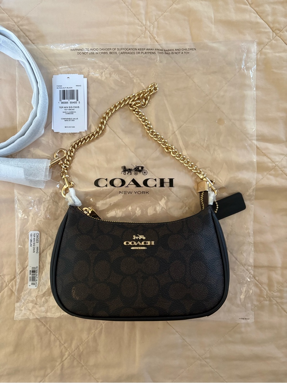 Coach Mini Shoulder Bag in Dark Brown/Black with Gold Hardware - Picture 11 of 14